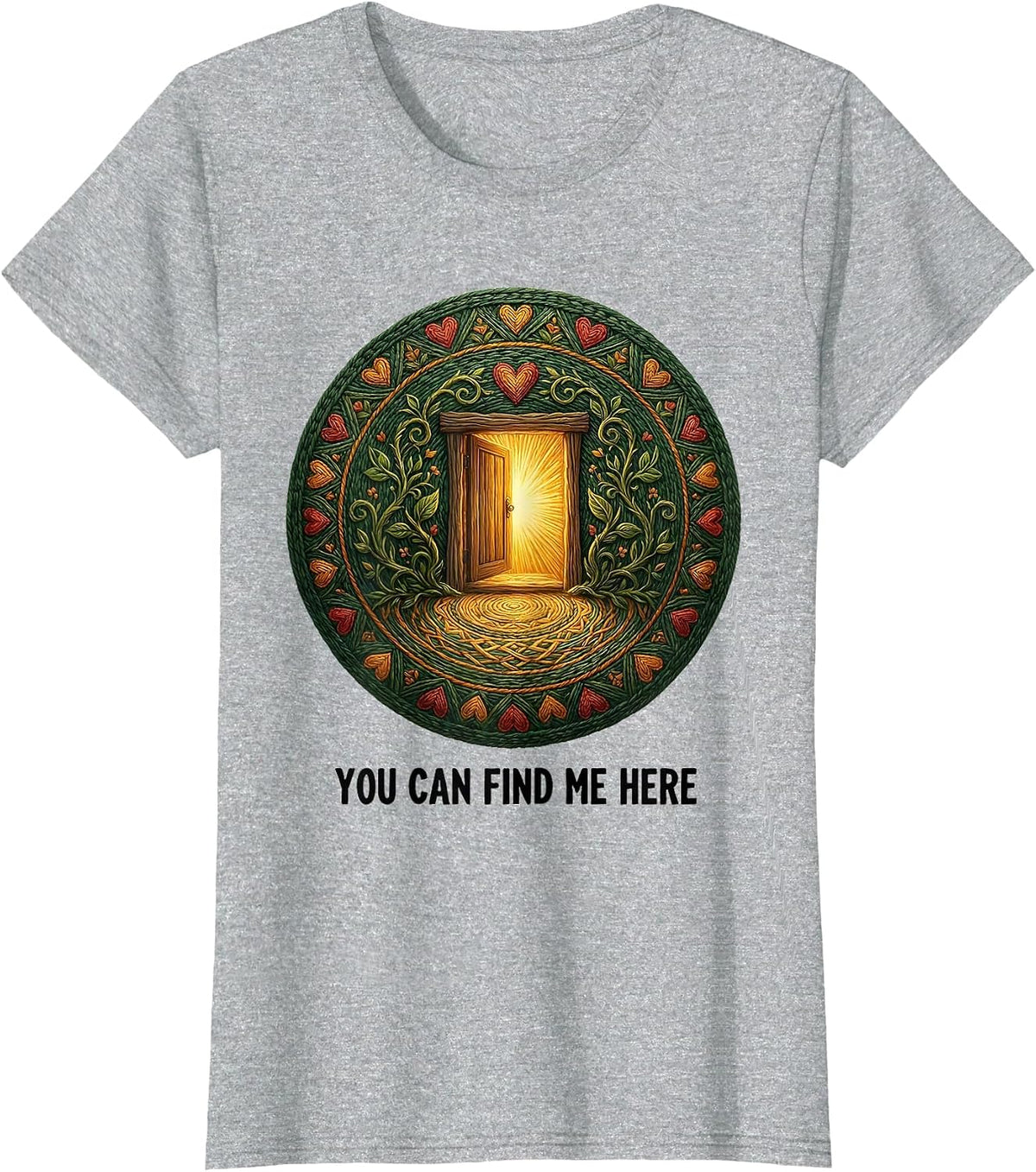 You Can Find Me Here Folk Art School Counselor Staff T-Shirt - Heather Grey