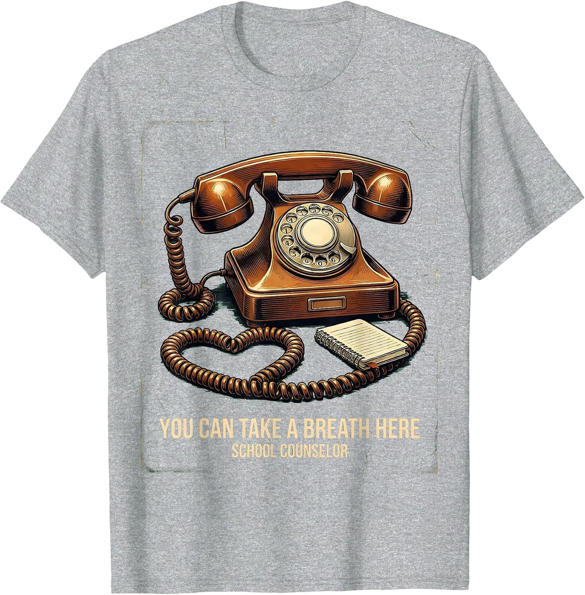 Men's You Can Take A Breath Here — School Counselor Vintage T-Shirt - Heather Grey