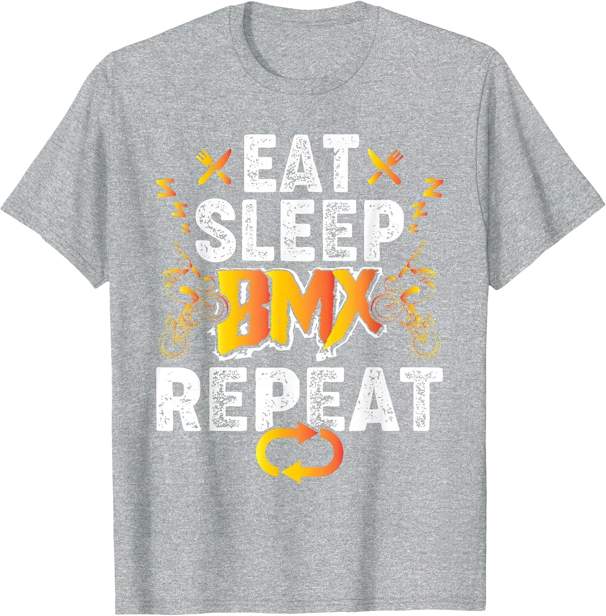 Eat Sleep BMX Repeat - Cyclist Bike Bicycle T-Shirt - Heather Grey