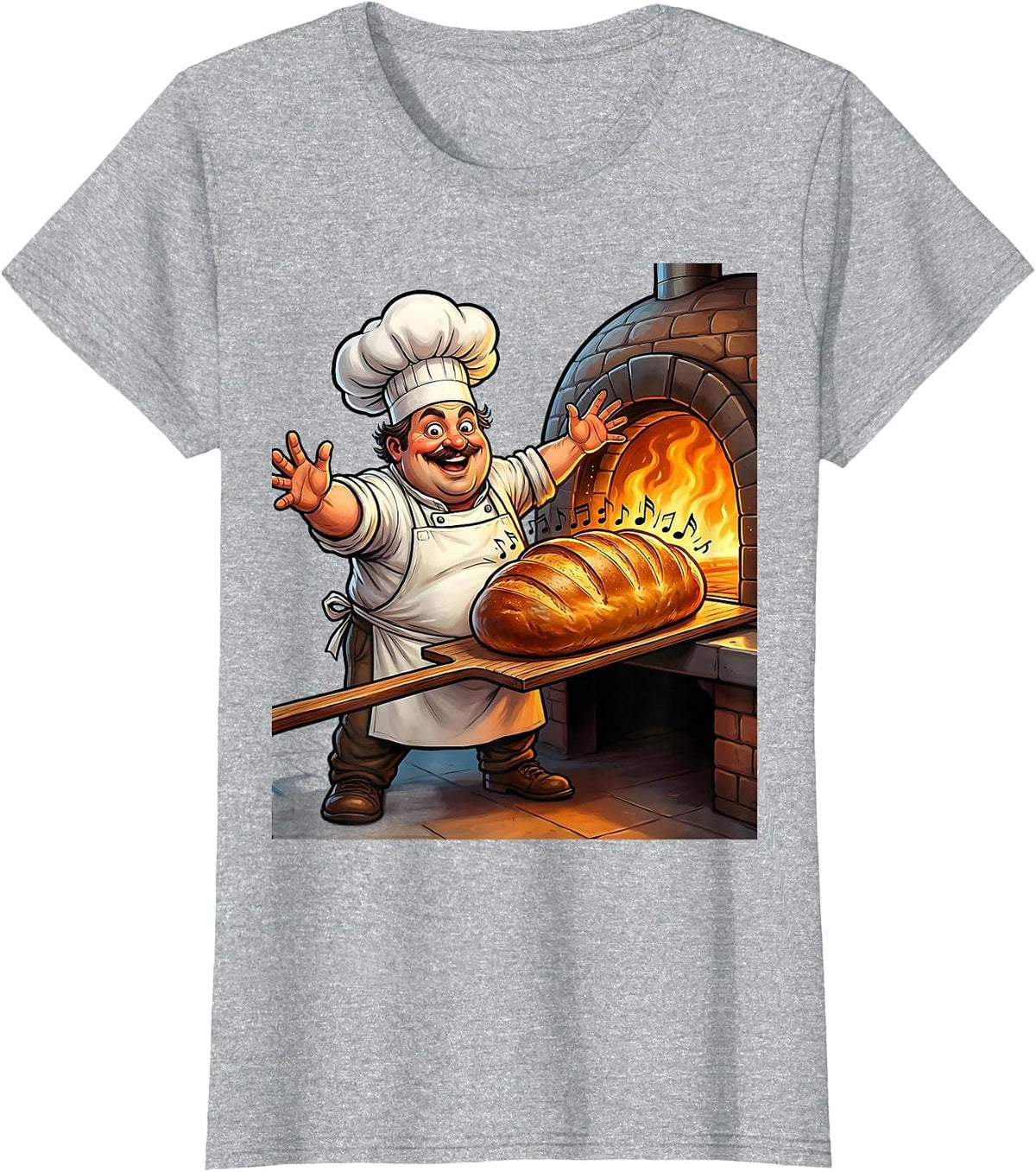 In My Sourdough Era Baker Stone Oven Illustration T-Shirt - Heather Grey