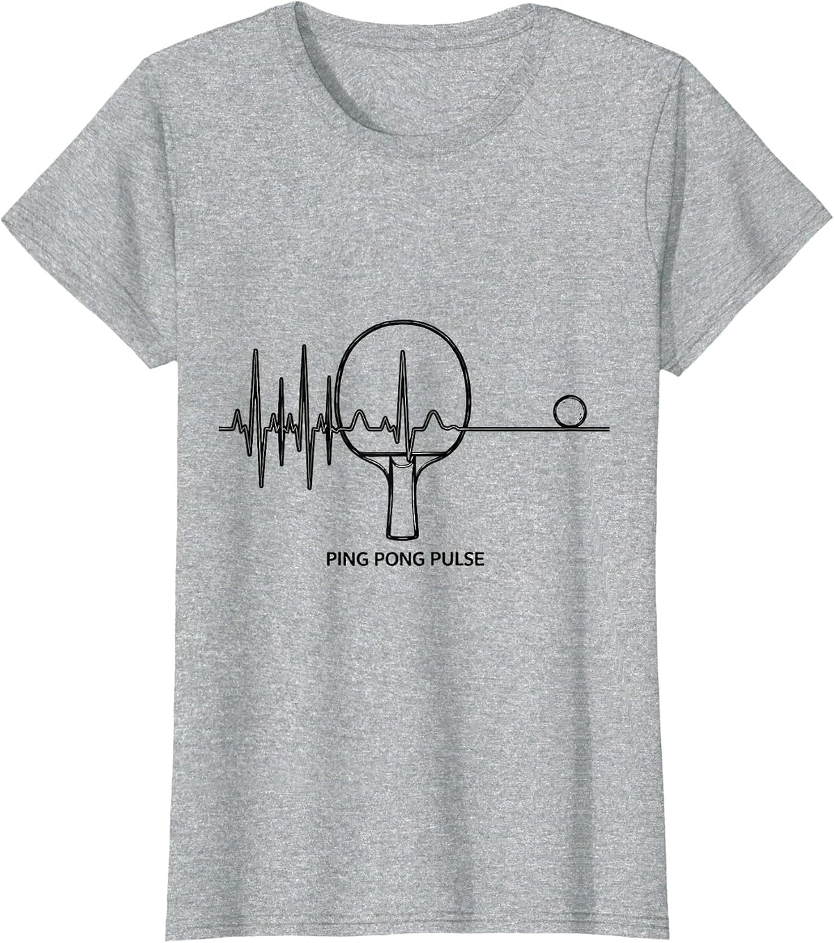 Women's Ping Pong Pulse Line Art EKG Heartbeat Pulse Hobbyist Gift T-Shirt - Heather Grey
