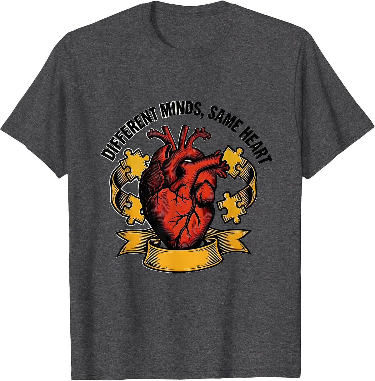 Different Minds Same Heart Special Education Design T-Shirt - Dark Heather Grey