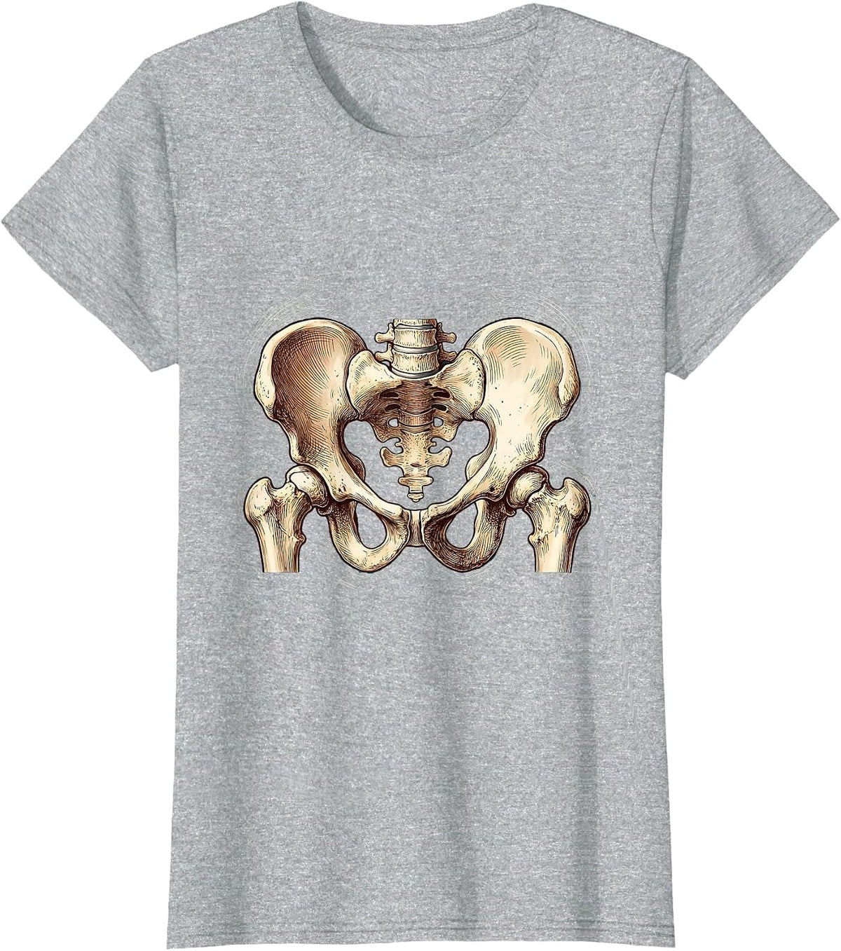 Women's Physical Therapy Pelvis and Hip Bones Motion Art T-Shirt - Heather Grey