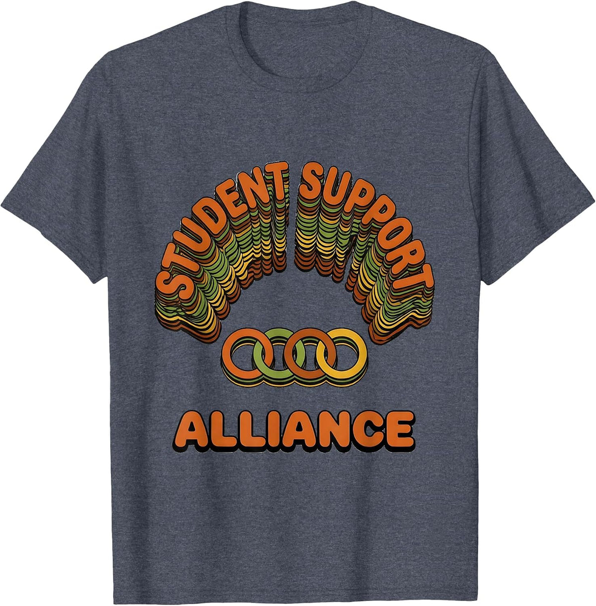 Student Support Alliance Groovy School Counselor Team T-Shirt - Heather Blue