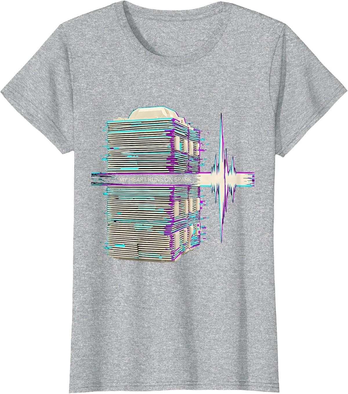Women's My Heart Runs On Spark Funny Car Guy Auto Mechanic Humor T-Shirt - Heather Grey