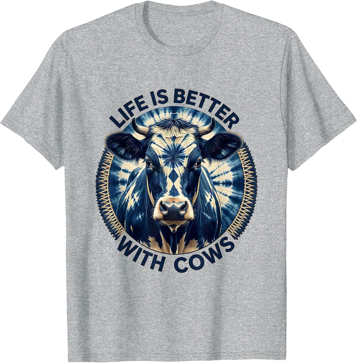 Men's Life Is Better With Cows Farmlife Design T-Shirt - Heather Grey