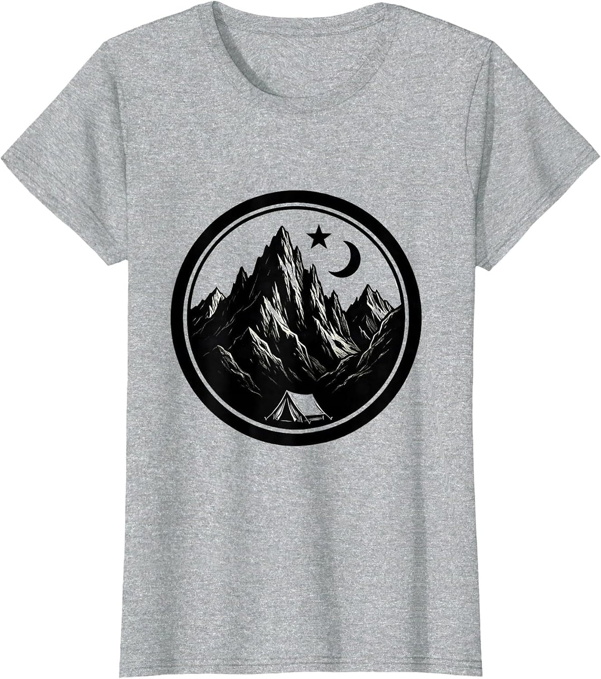 Freedom Camp Lone Tent Rocky Mountain Graphic T-Shirt - Heather Grey