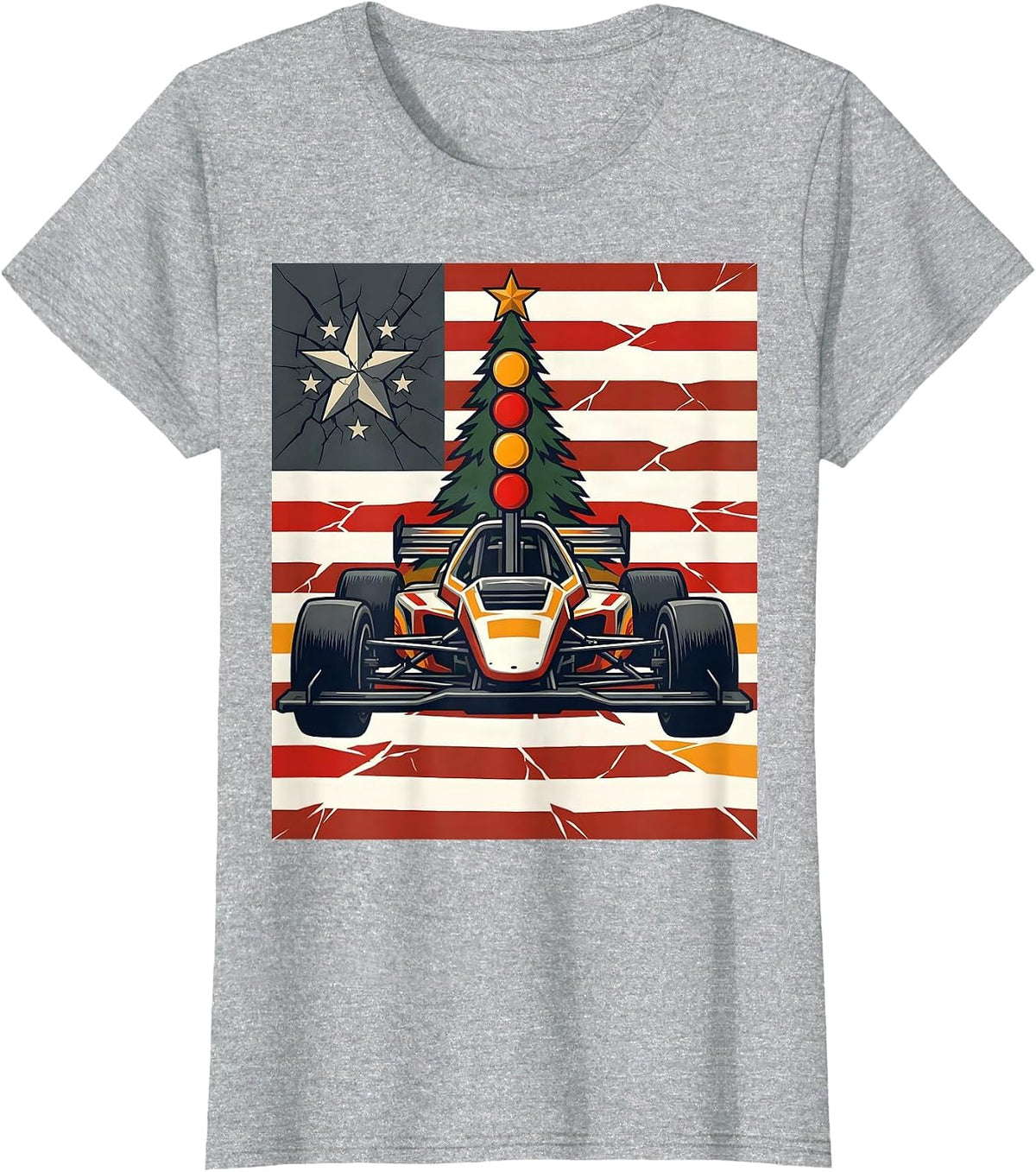 RC Touring Car Starting Tree Patriotic Racing Hobbyist T-Shirt - Heather Grey