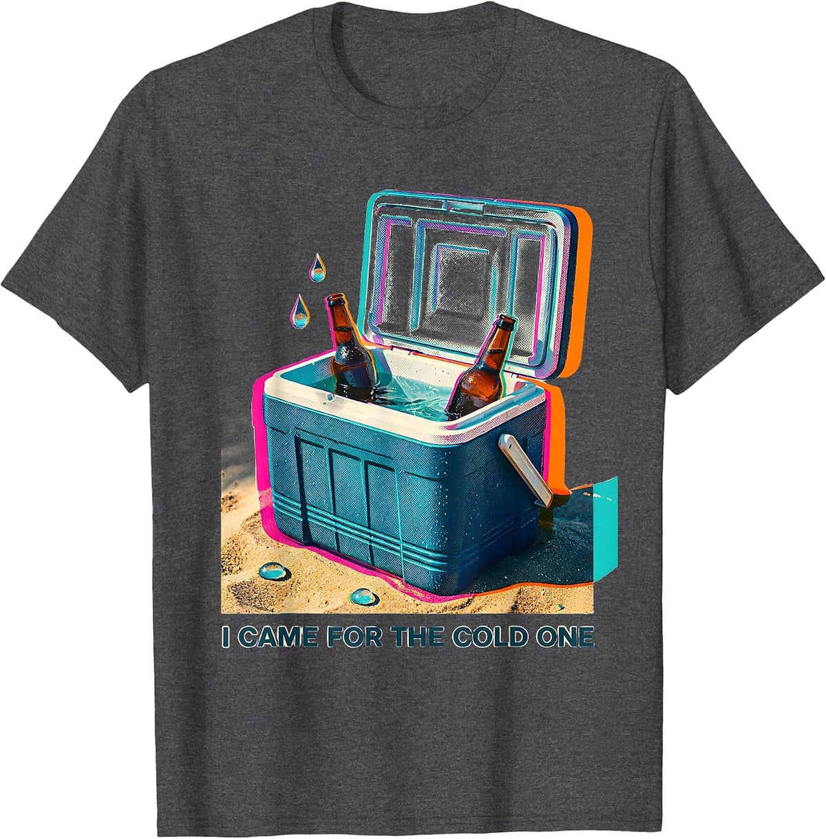 I Came For The Cold One Funny Retro Beach Summer Vacation T-Shirt - Dark Heather Grey