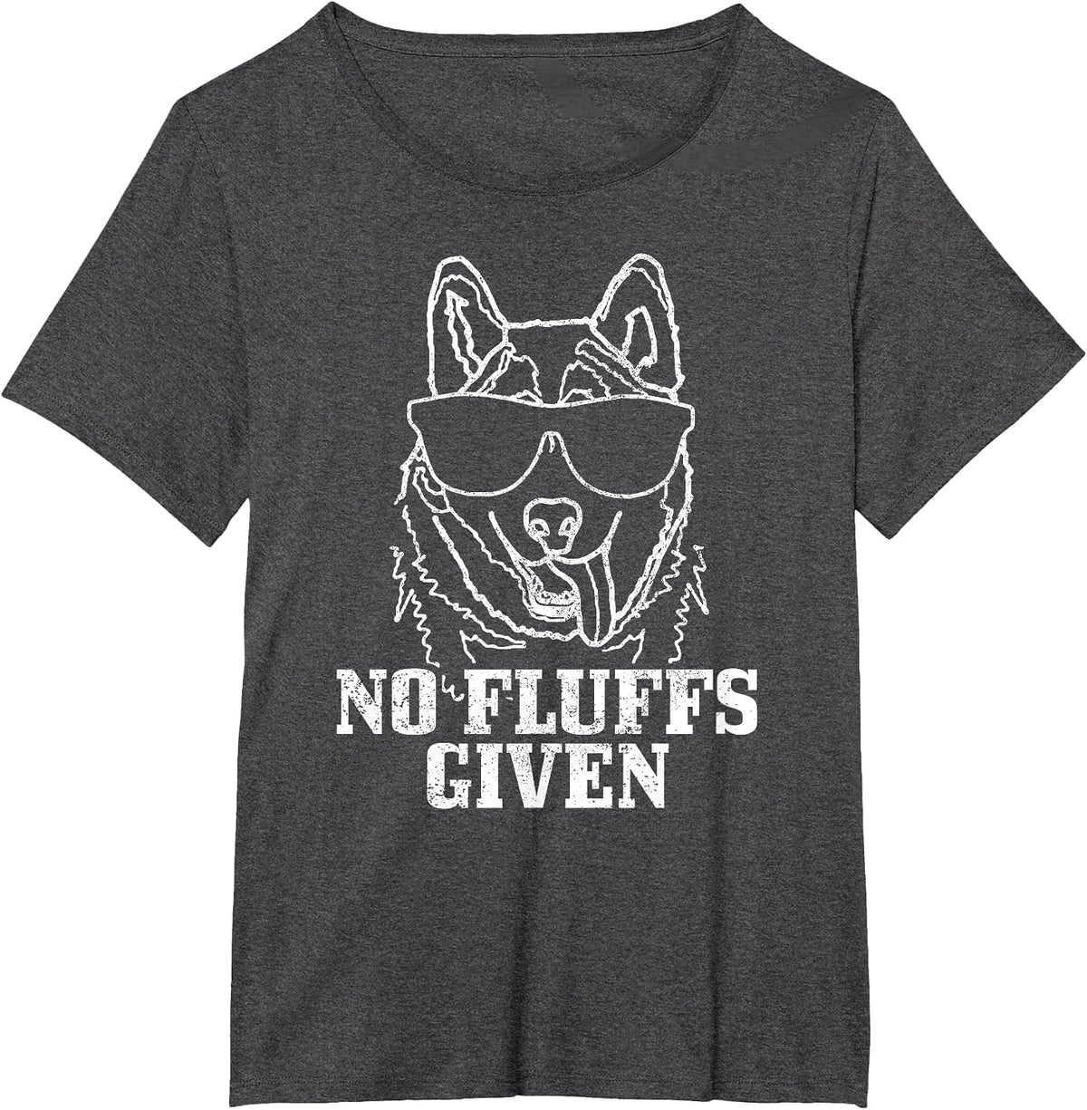 No Fluffs Given German Shepherd Akita Dog Mom Dad Funny T-Shirt - Dark Heather Grey
