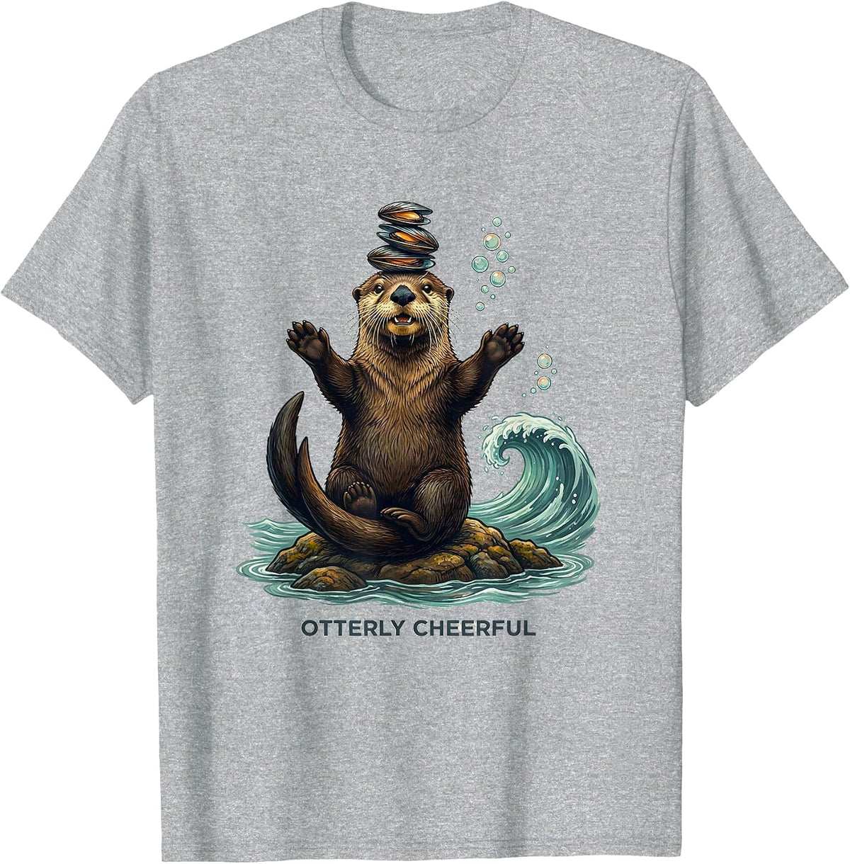 Men's Otterly Cheerful Funny Otter Lover Sea Animal Humor T-Shirt - Heather Grey