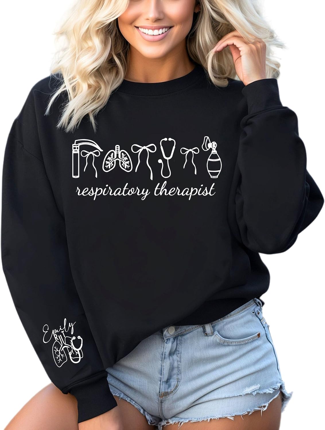 Respiratory Therapist Sweatshirt, Personalized Respiratory Therapy Gift for Nurse Multi - As Pictured