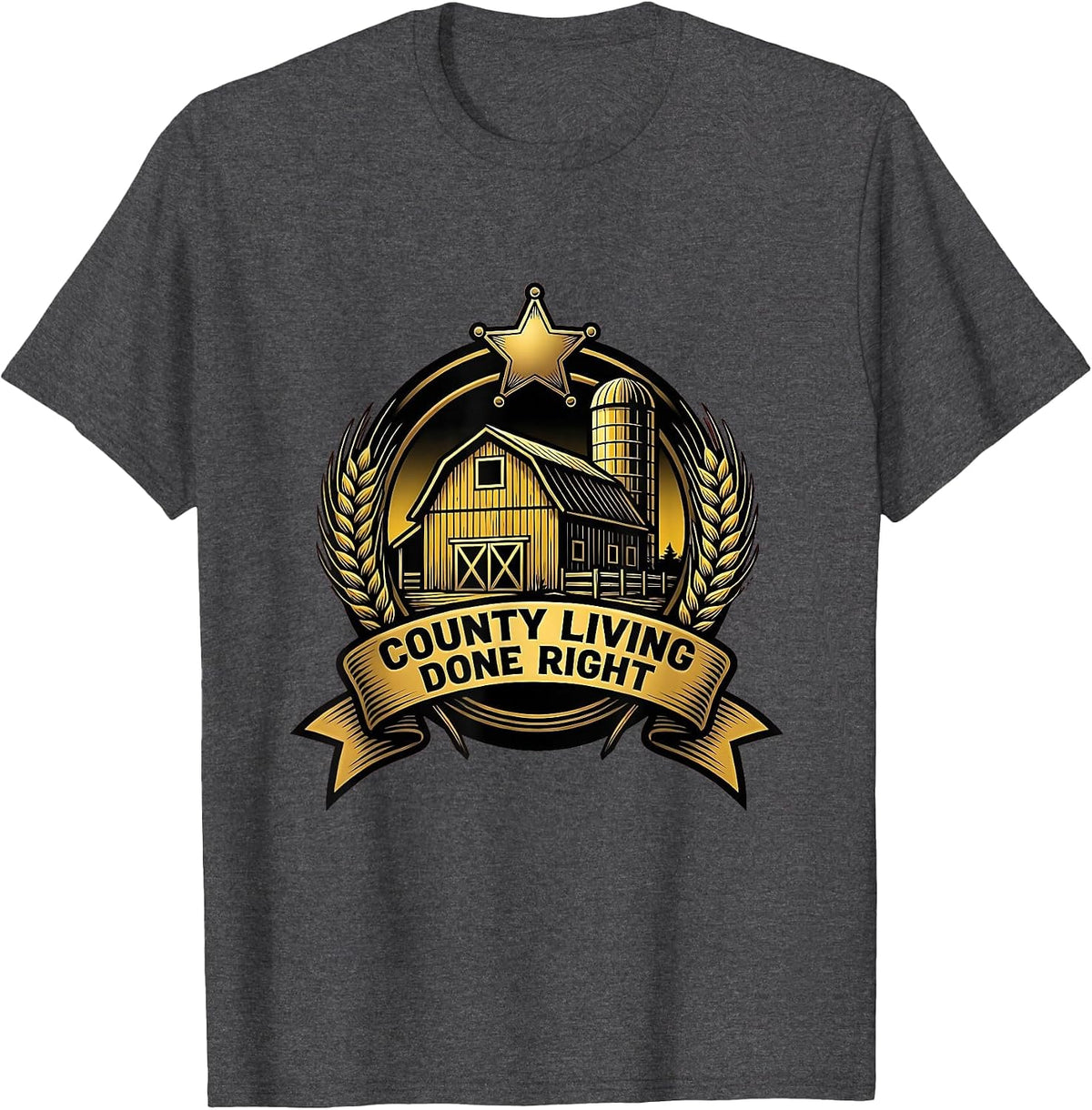 County Living Done Right Proud FB County Design T-Shirt - Dark Heather Grey