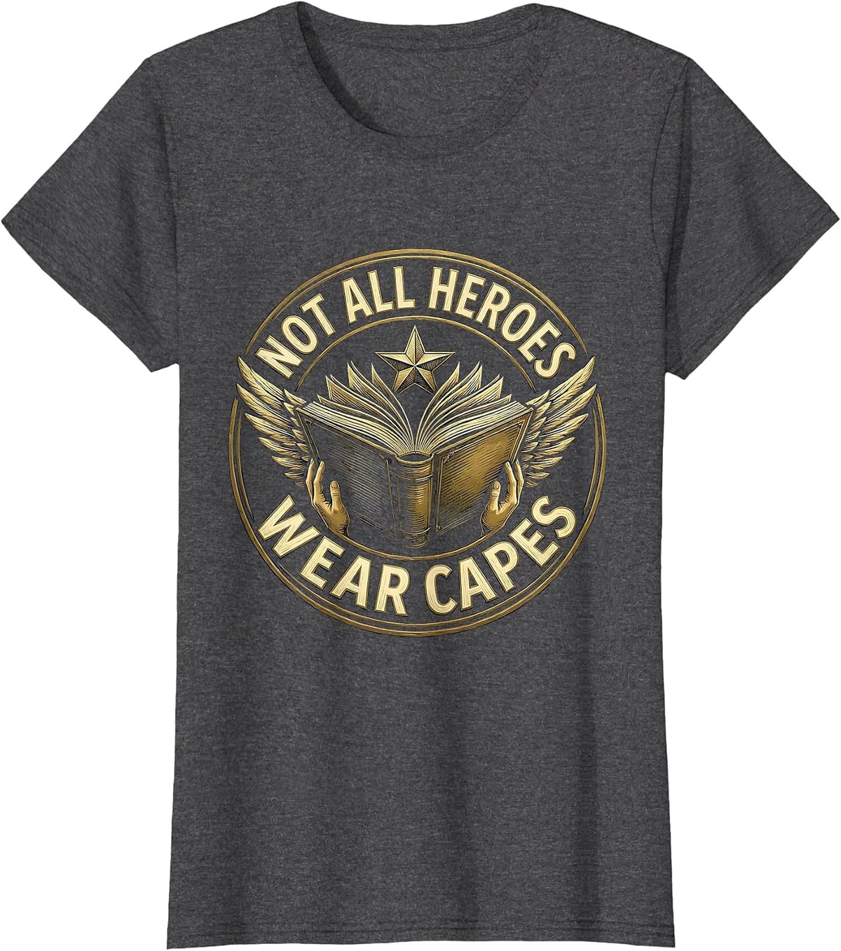 Women's Not All Heroes Wear Capes Sped Teacher Design T-Shirt - Dark Heather Grey