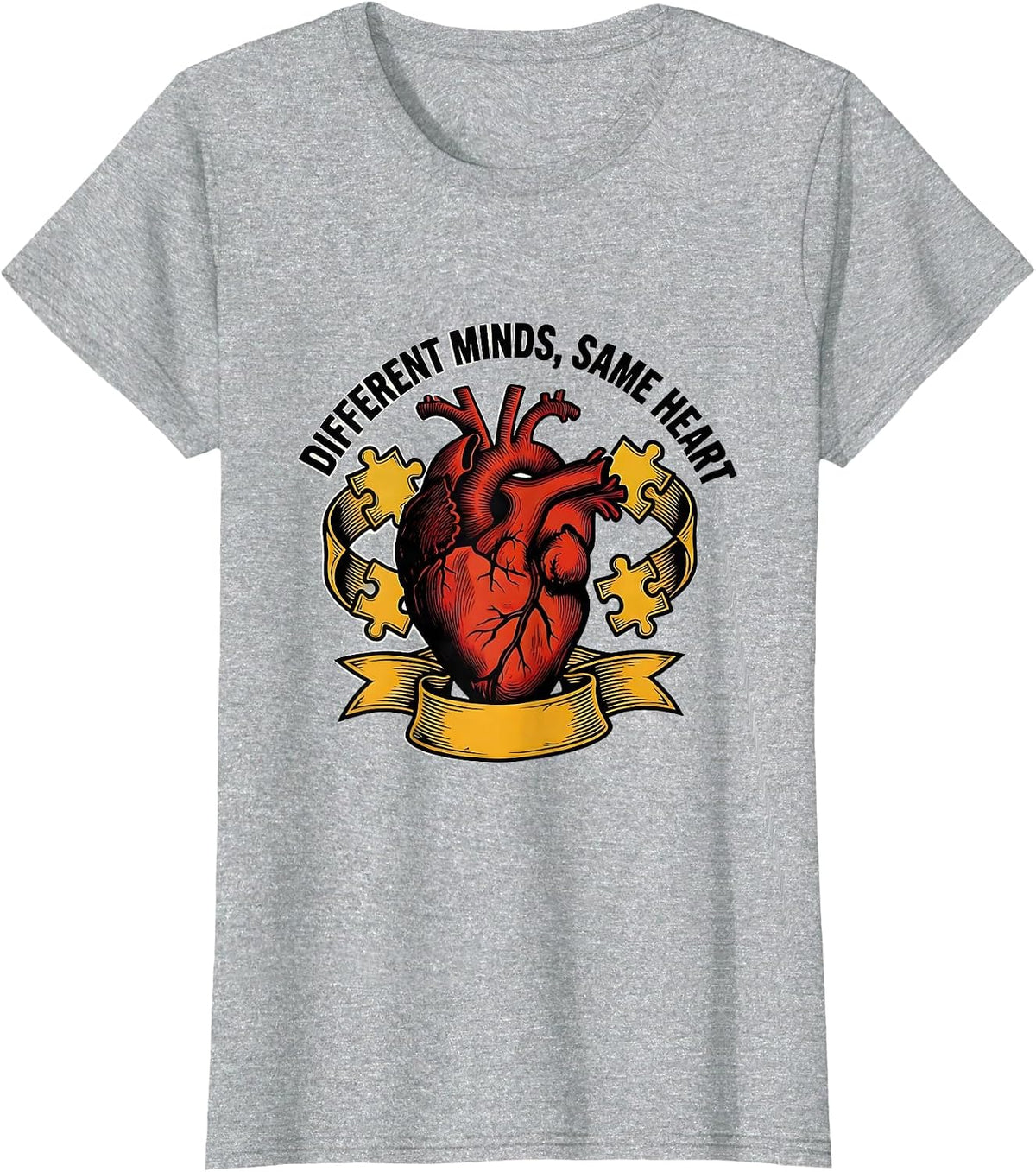 Different Minds Same Heart Special Education Design T-Shirt - Heather Grey