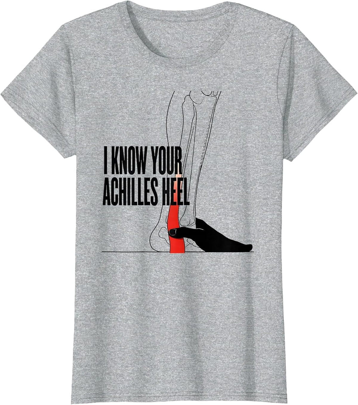 I Know Your Achilles Heel Funny Physical Therapist PT Gift T-Shirt - Heather Grey