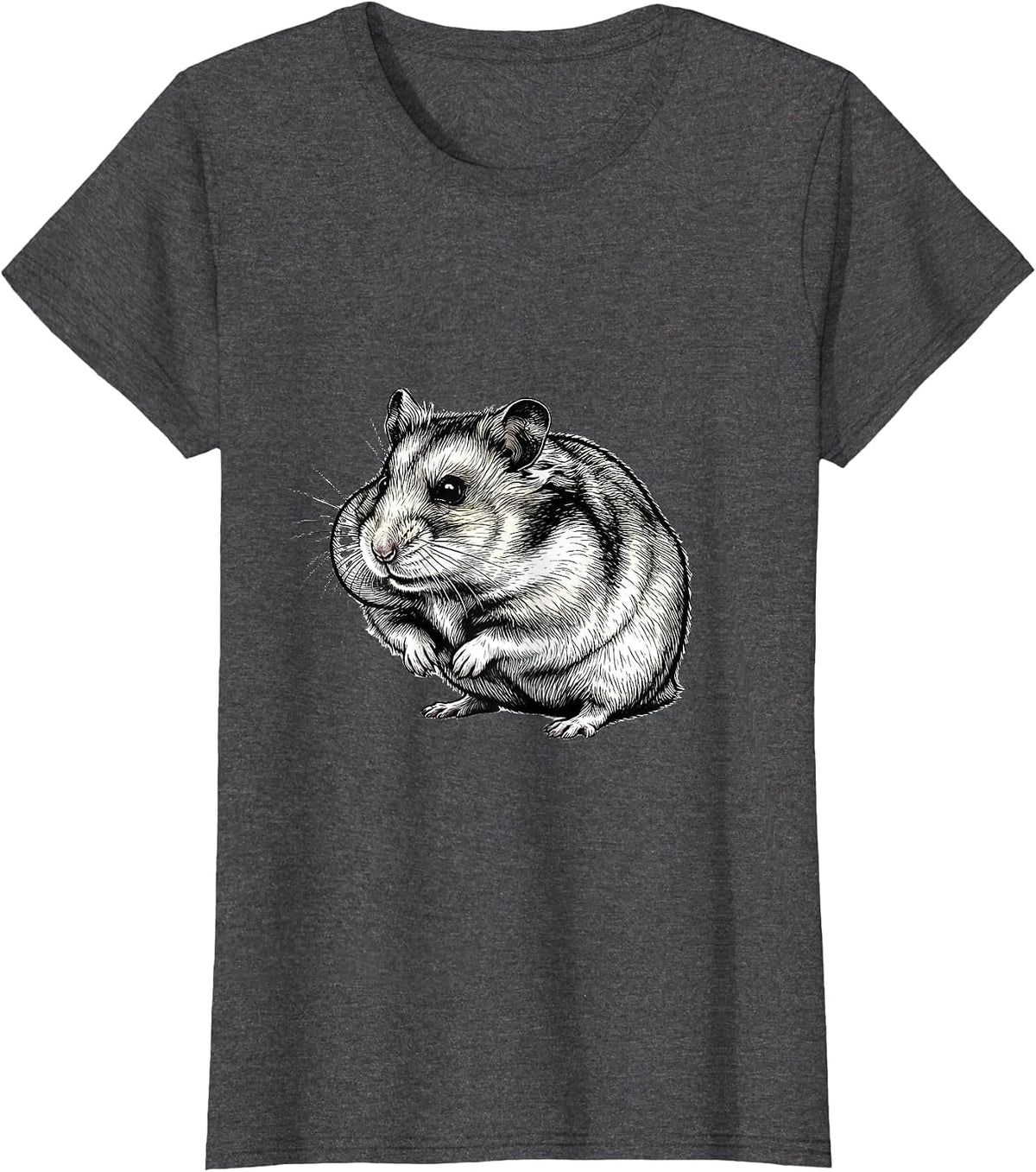 Women's Hamster Cheek Puff Funny Small Animal Lover Humor T-Shirt - Dark Heather Grey