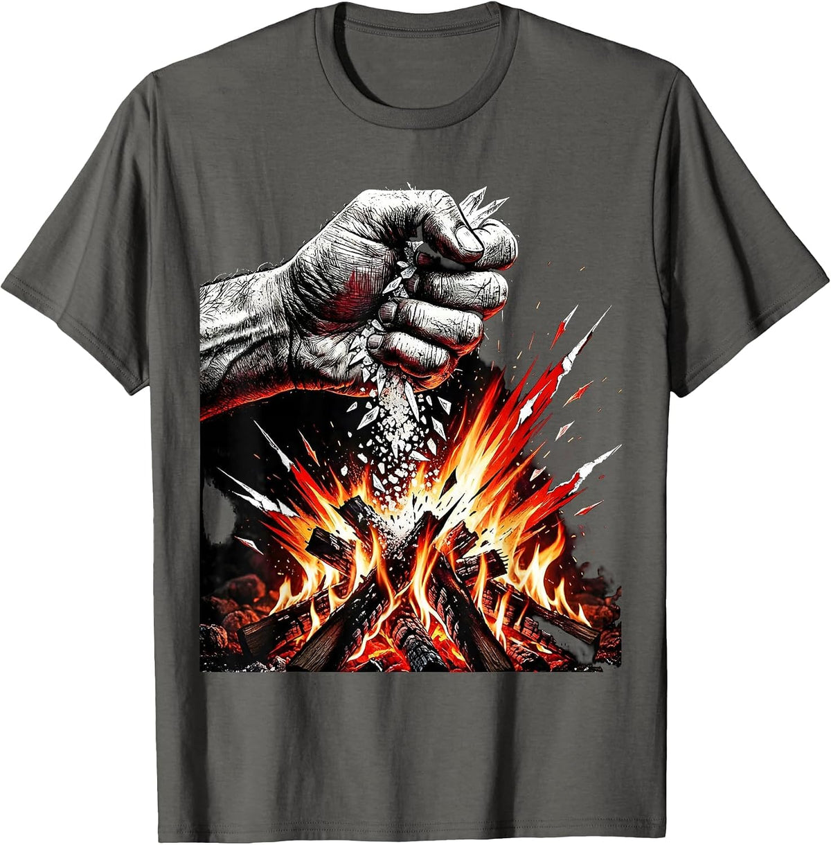 Salty Campfire Hand Sprinkling Salt Graphic T-Shirt - Asphalt Grey