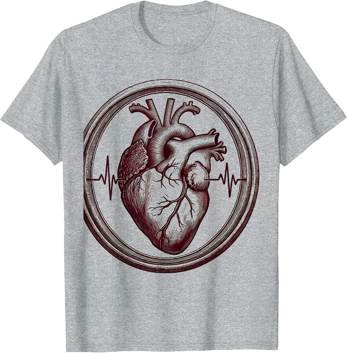 Men's Anatomical Heart Exercise Pulse Physical Therapy T-Shirt - Heather Grey