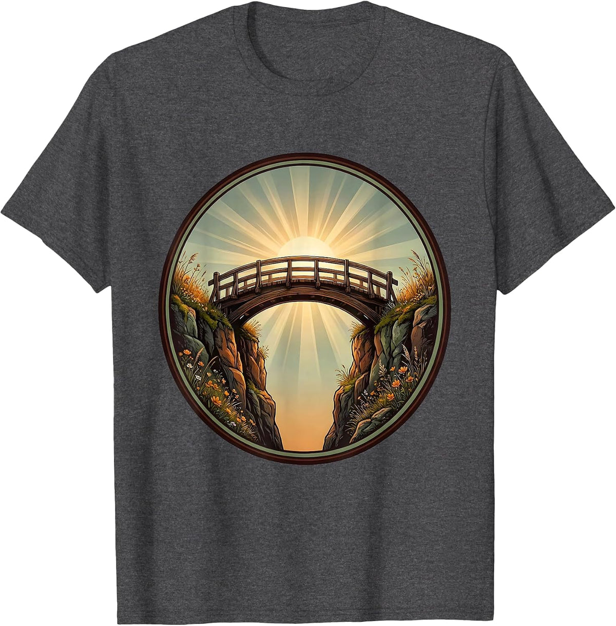 School Counselor Bridge Connecting Cliffs Graphic T-Shirt - Dark Heather Grey
