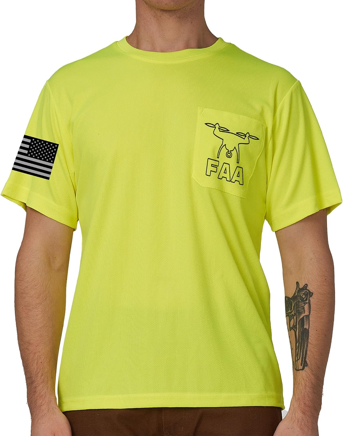 A-SAFETY Hi-Vis Reflective Shirt for Men -Long Sleeve Construction Work T-Shirt, Safety Apparel Sizes XS-6XL - Yellow-dp