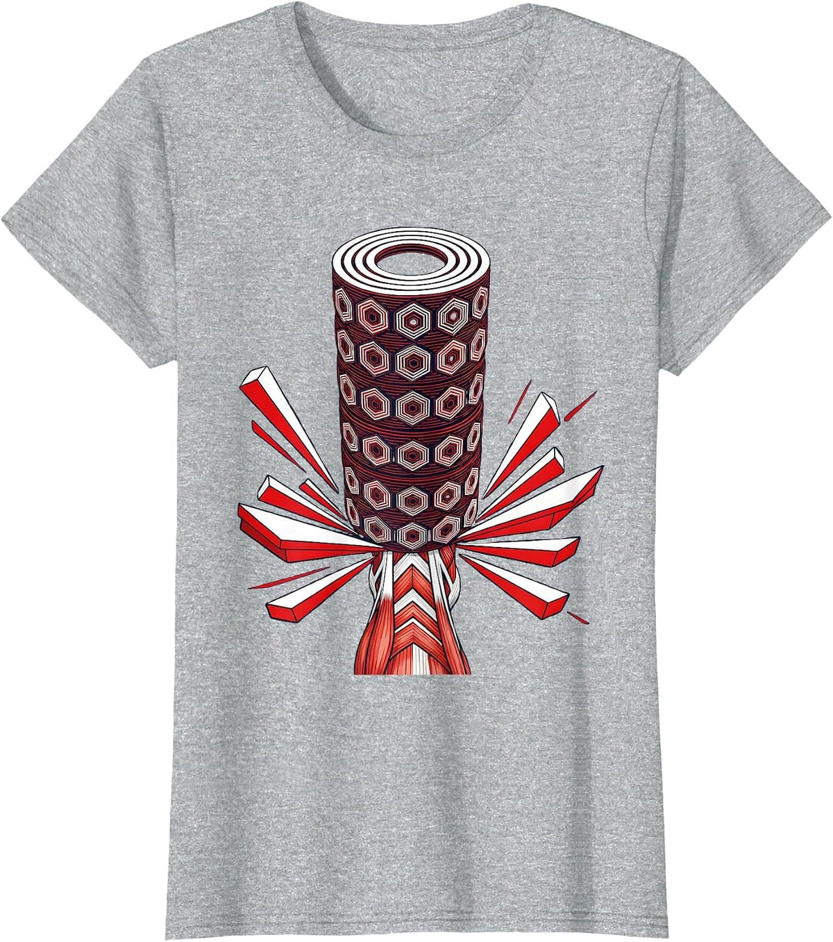 Foam Roller Leg Muscle Anatomy Physical Therapy T-Shirt - Heather Grey