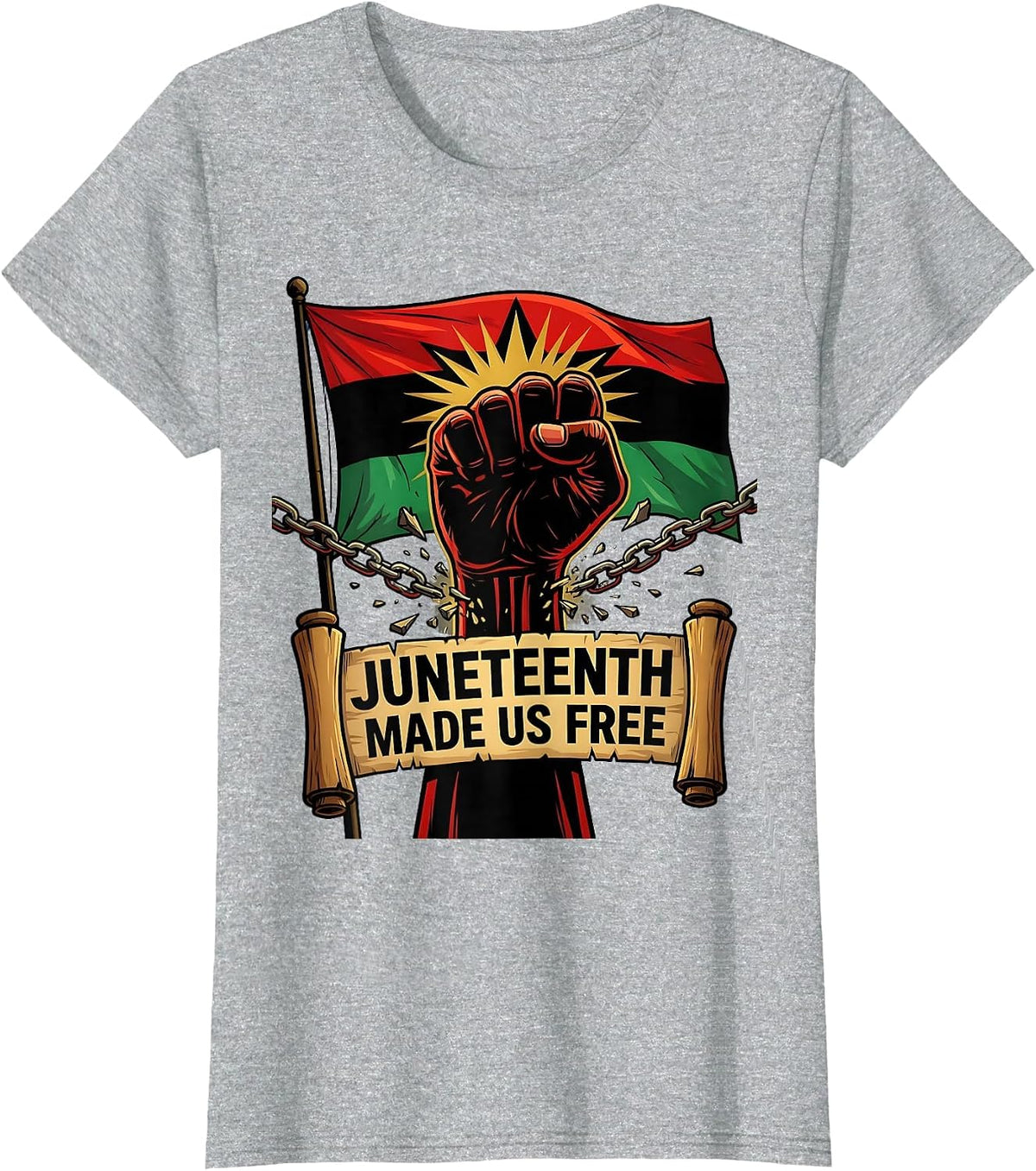 Juneteenth Made Us Free Men's Celebration Design T-Shirt - Heather Grey