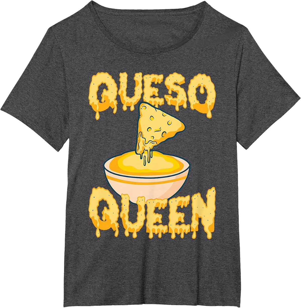 Funny Queso Design for Women Girls Kids Cheese Queso Lover T-Shirt - Dark Heather Grey