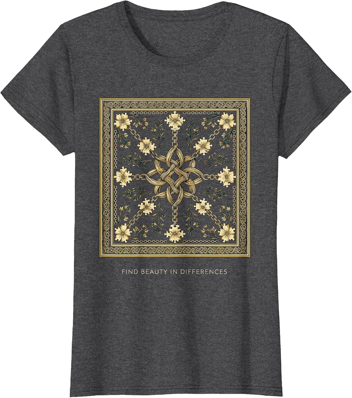 Women's Find Beauty In Differences Autism Awareness Design T-Shirt - Dark Heather Grey
