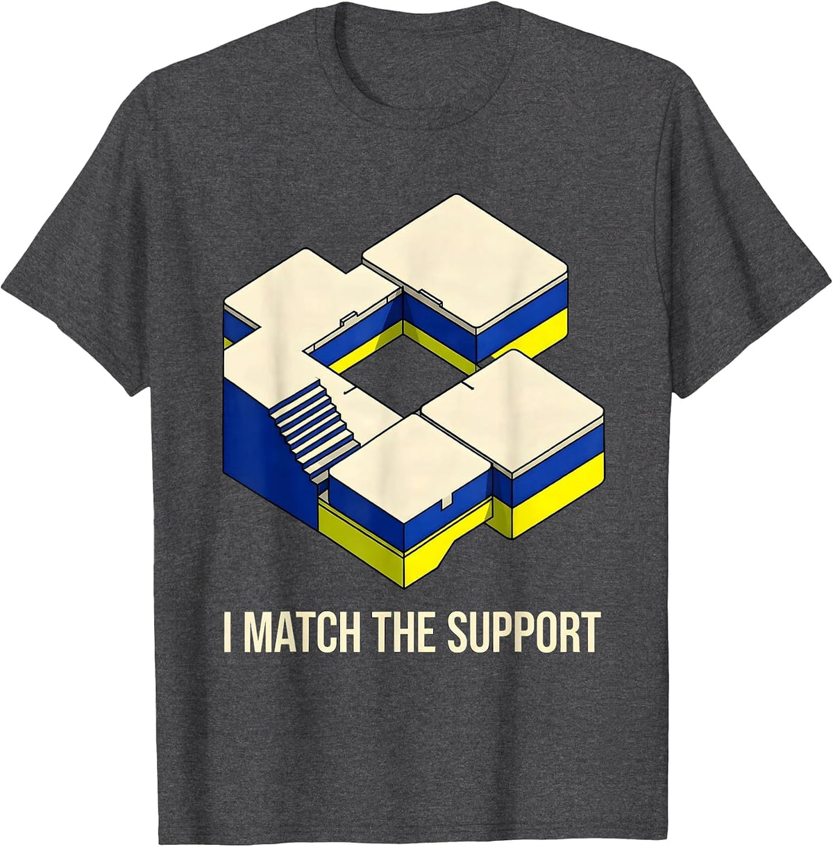 Men's I Match The Support Geometric Special Education Teacher SPED T-Shirt - Dark Heather Grey
