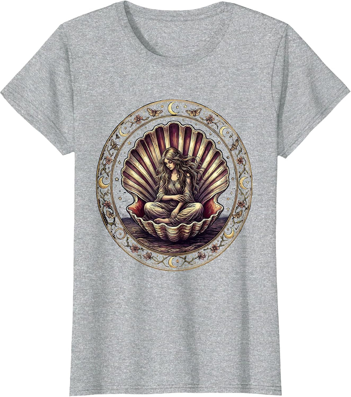 Autism Awareness Girl in Seashell Graphic Design T-Shirt - Heather Grey