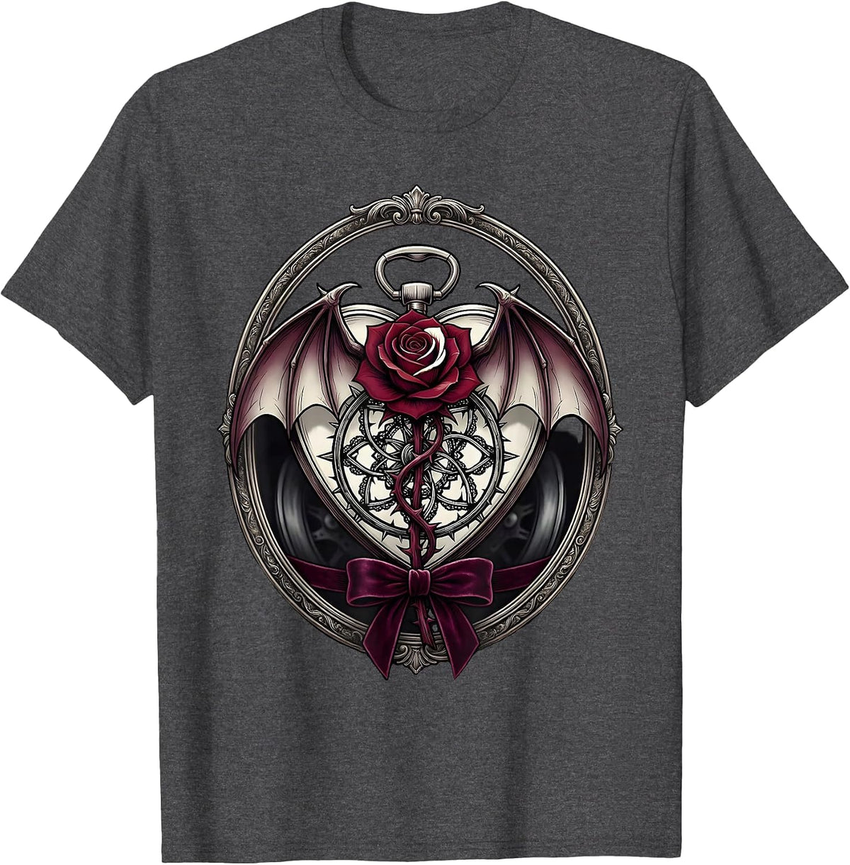 Men's Biker Woman Leather Jacket Motorcycle Graphic T-Shirt - Dark Heather Grey