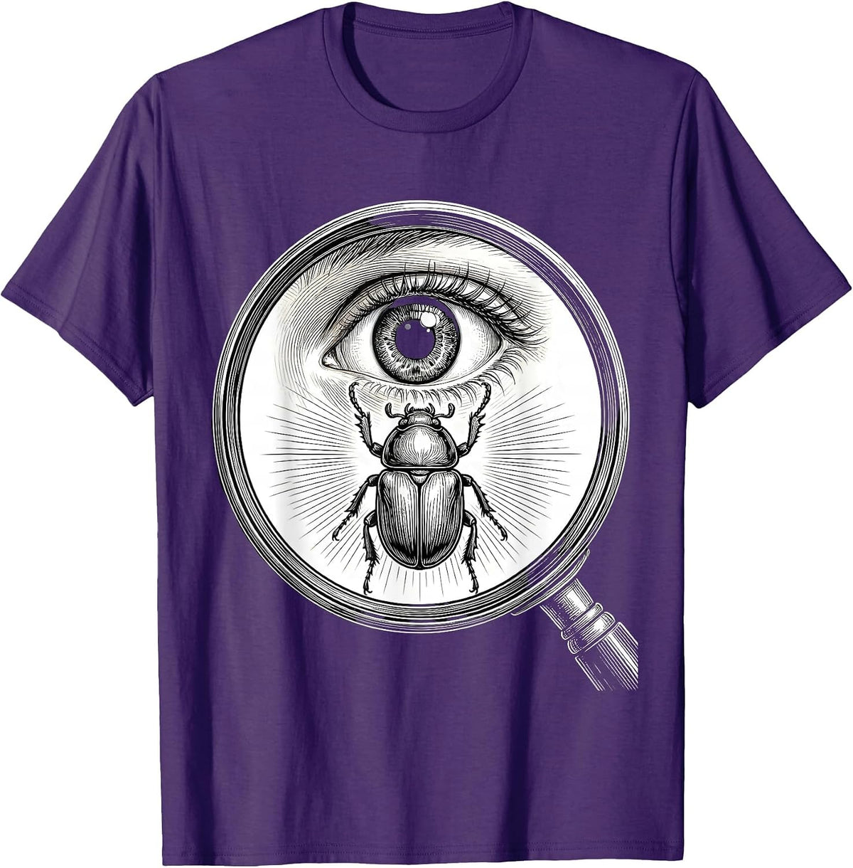 Men's Autism Awareness Child With Magnifying Glass Bug T-Shirt - Purple