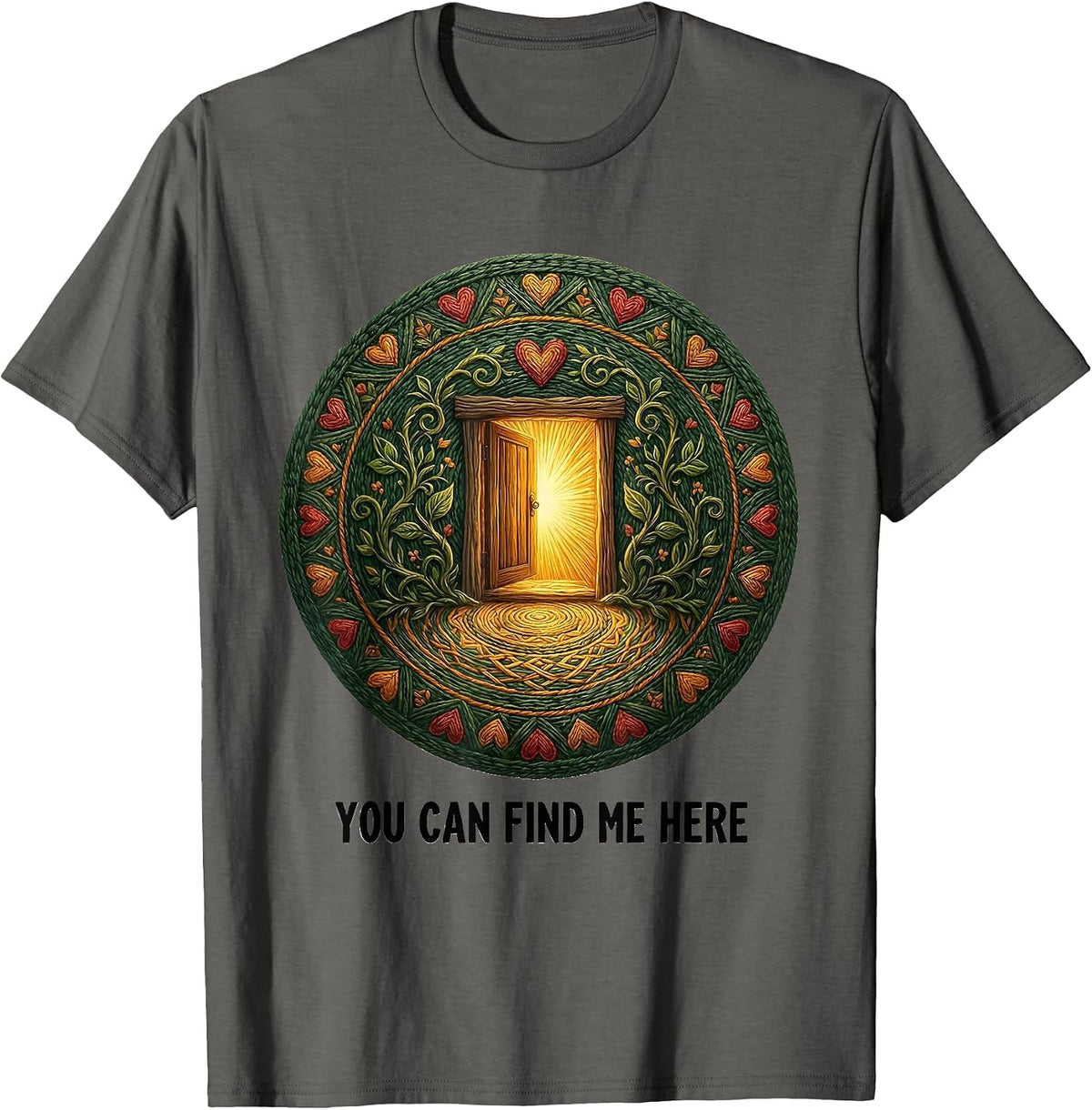 You Can Find Me Here Folk Art School Counselor Staff T-Shirt - Asphalt Grey