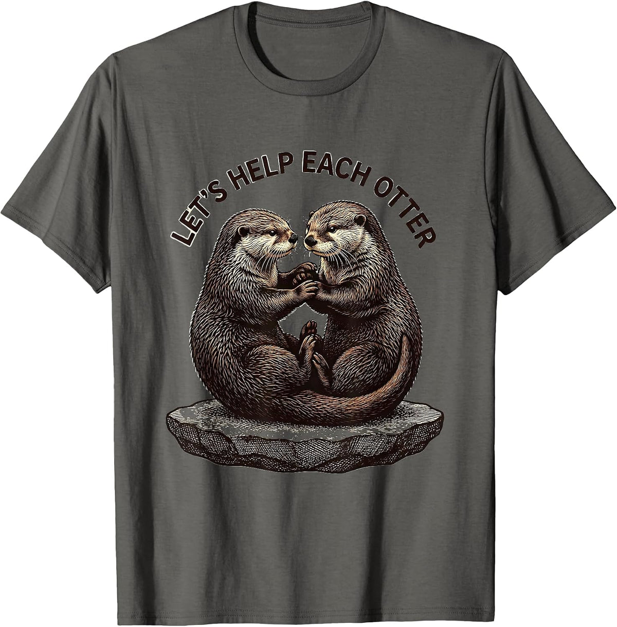 Men's Let's Help Each Otter Funny Sea Otter Lover Gift T-Shirt - Asphalt Grey