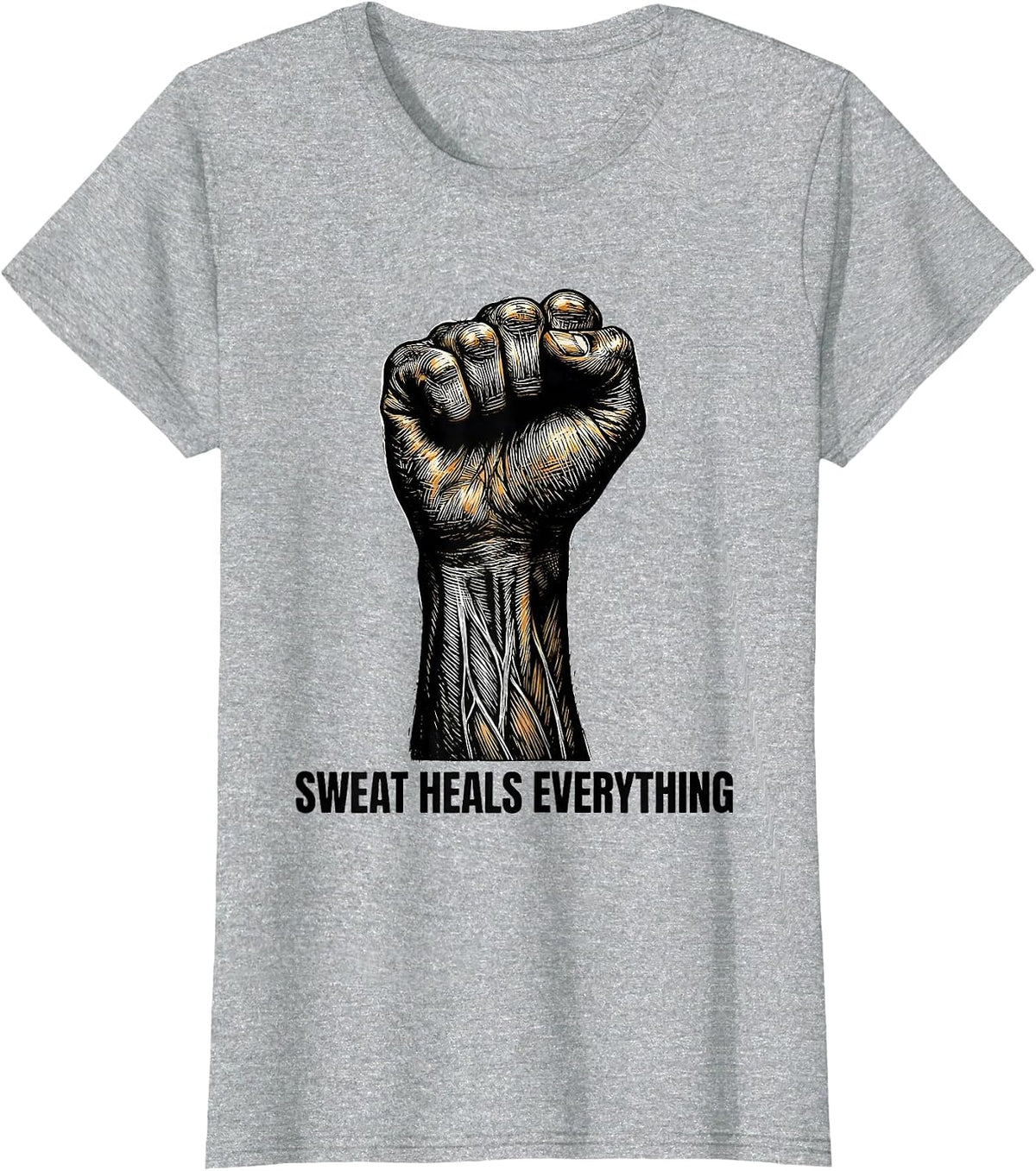 Women's Sweat Heals Everything Physical Therapy Design T-Shirt - Heather Grey