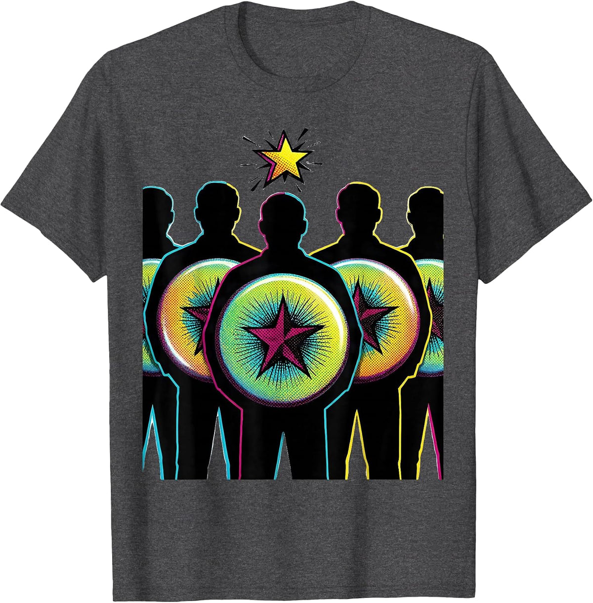 Men's Counselor Badges Pop Art School Counseling Appreciation Week T-Shirt - Dark Heather Grey