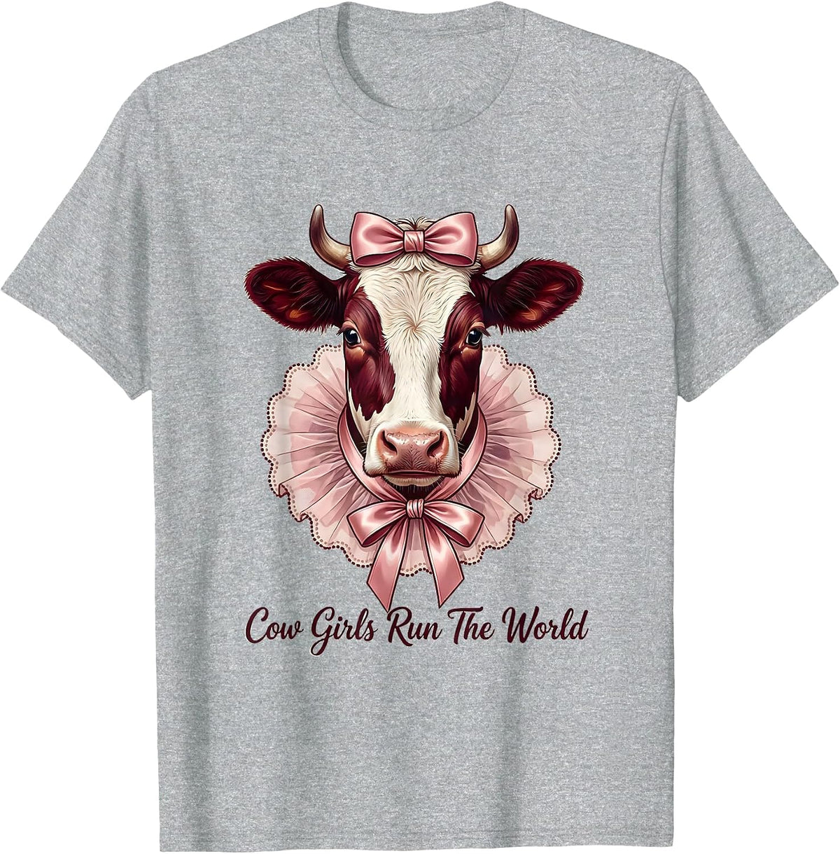 Men's Cow Girls Run The World Cattle Ranch Design T-Shirt - Heather Grey