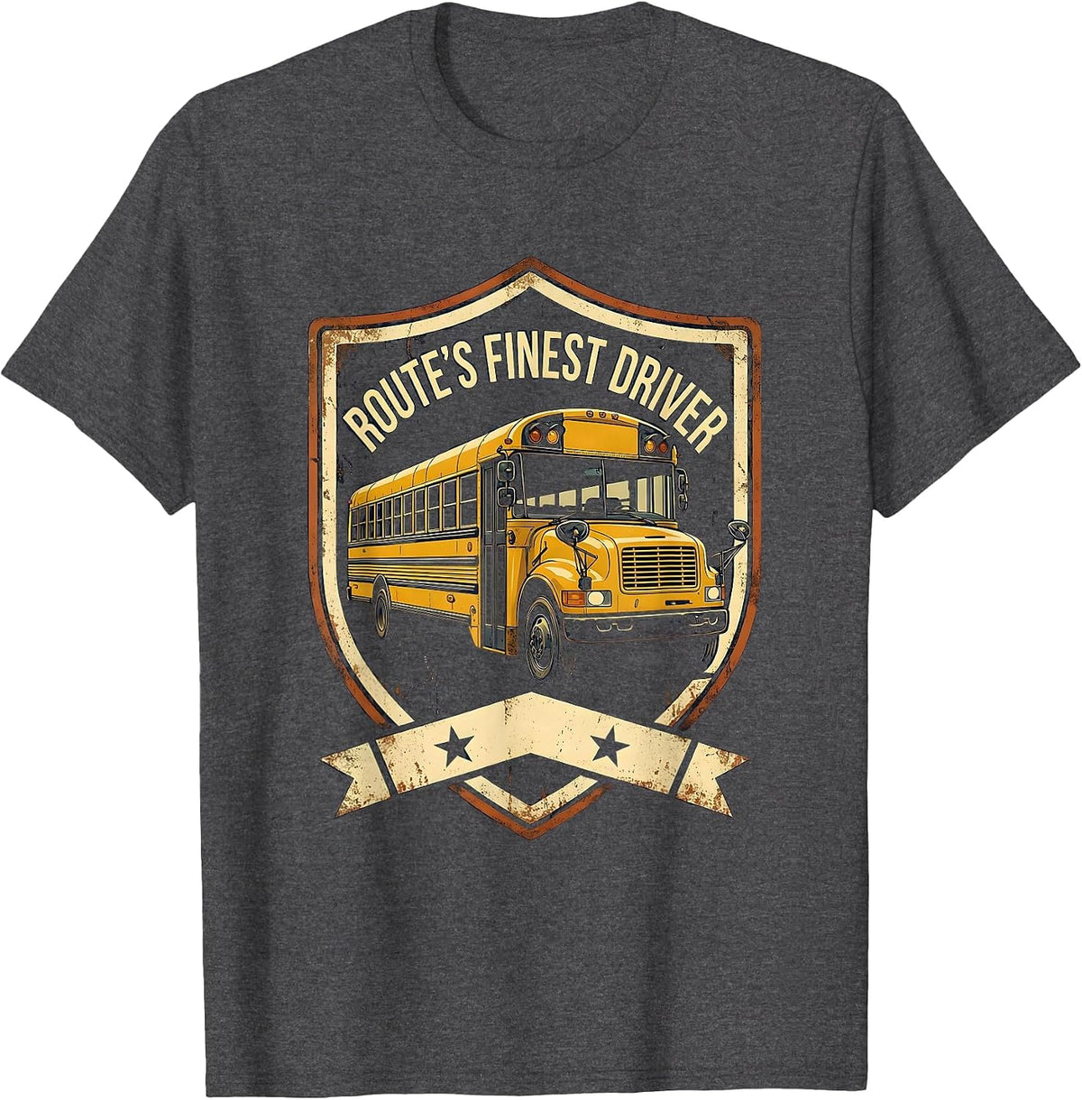 Men's Route's Finest Driver Vintage Funny School Bus Driver T-Shirt - Dark Heather Grey