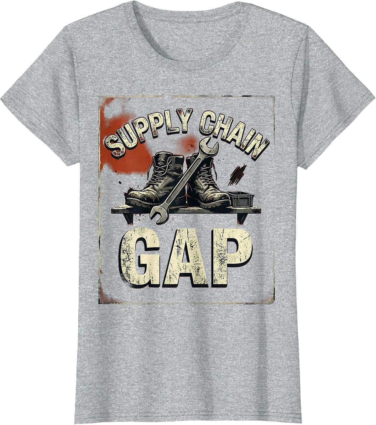 Supply Chain Gap Distressed Auto Mechanic Men Dad Humor T-Shirt - Heather Grey