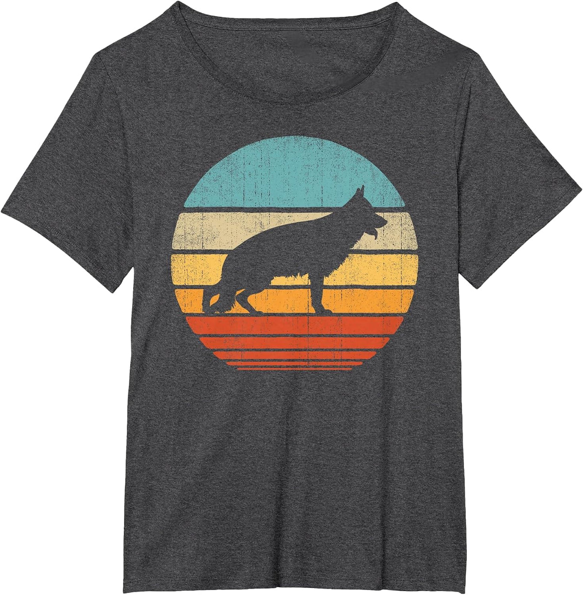 German Shepherd Retro Vintage 60s 70s Sunset Dog Lovers Men T-Shirt - Dark Heather Grey