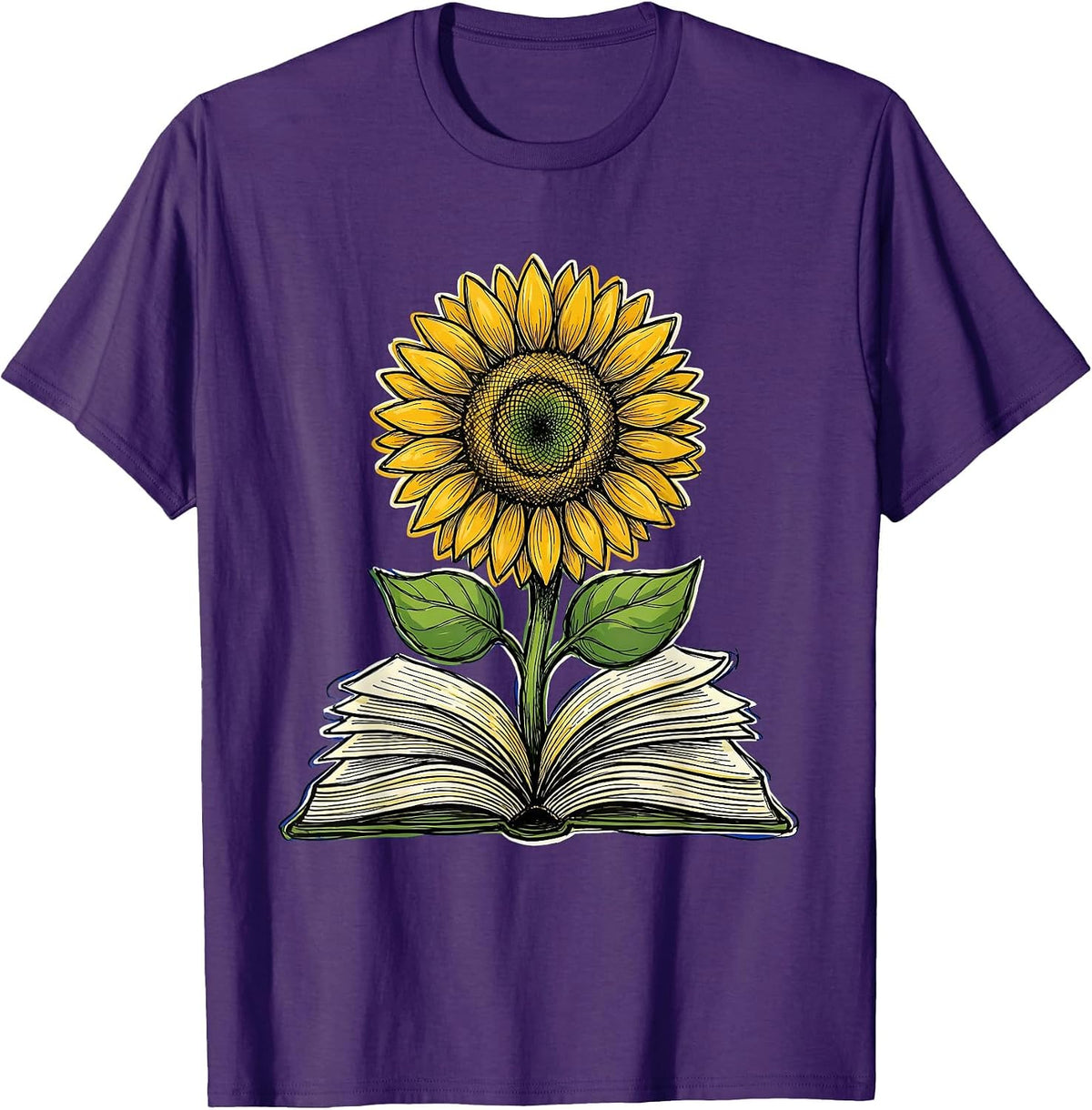 Men's Special Education Teacher Sunflower Textbook Gift T-Shirt - Purple