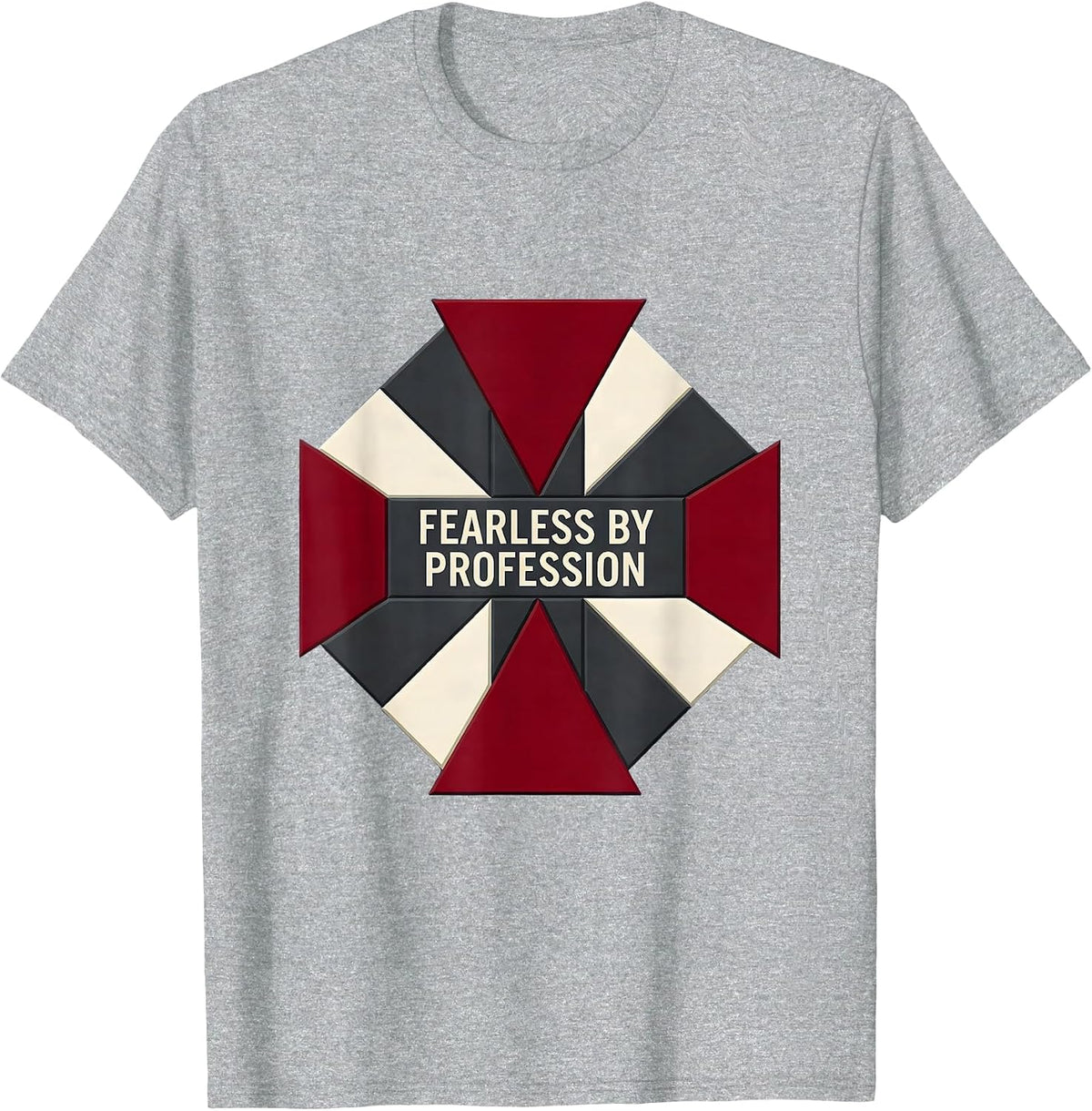 Men's Fearless By Profession Firefighter Design T-Shirt - Heather Grey