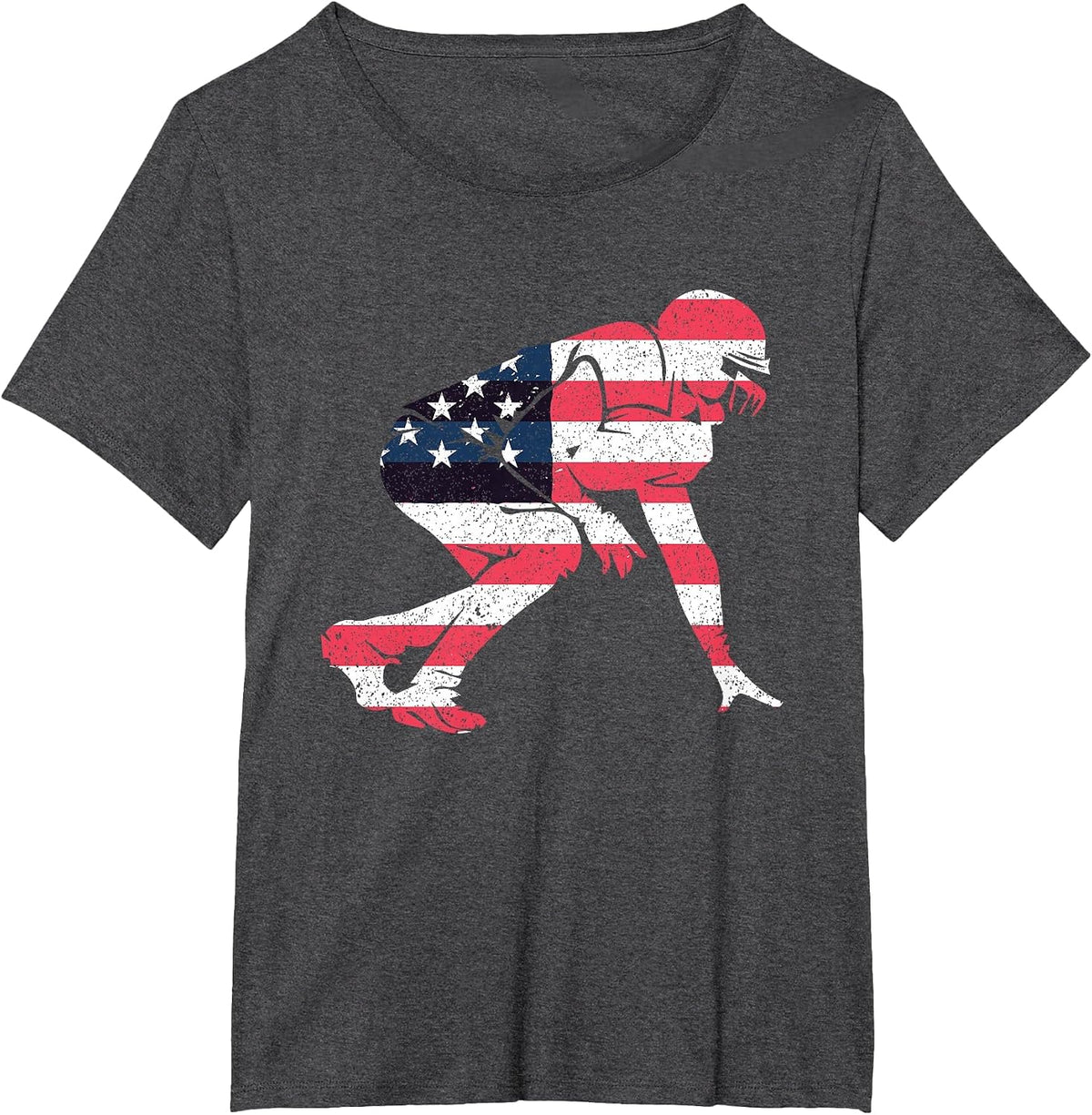 American Flag Lineman I American Football T-Shirt - Dark Heather Grey