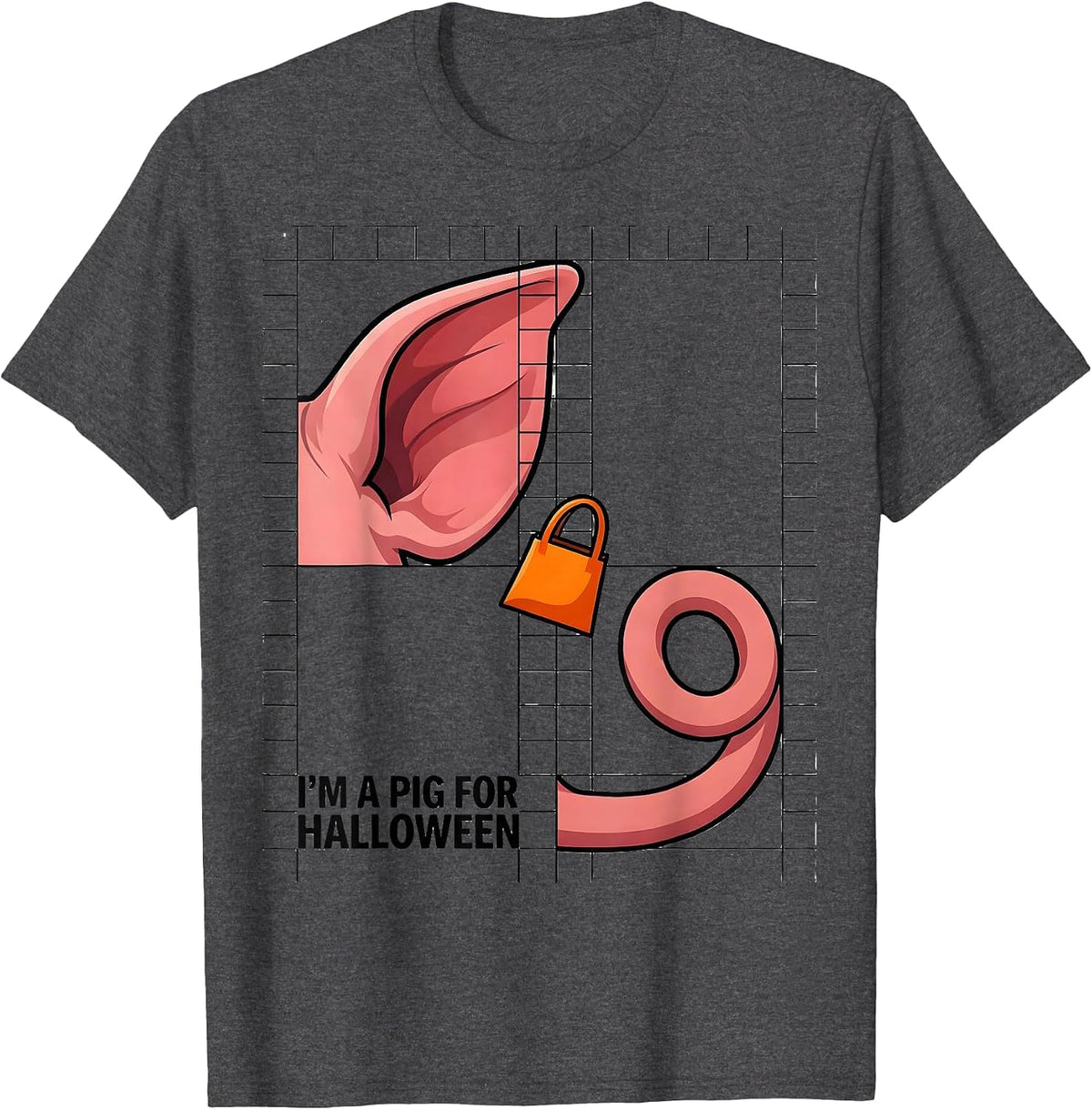 I'm A Pig For Halloween Funny Pig Lover Halloween Costume T-Shirt - Dark Heather Grey