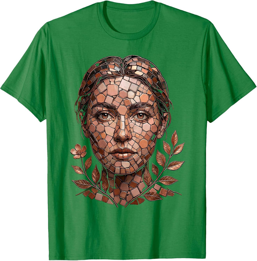 Men's Mosaic Face Autism Awareness Tile Art Design T-Shirt - Kelly Green