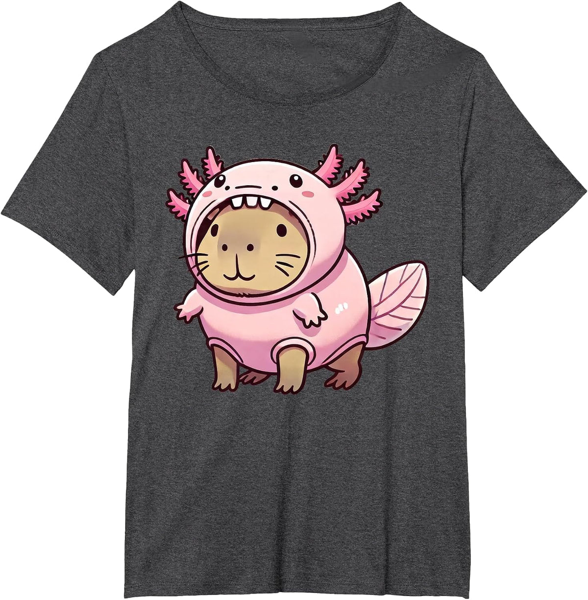 Kawaii Capybara Axolotl Costume T-Shirt - Dark Heather Grey