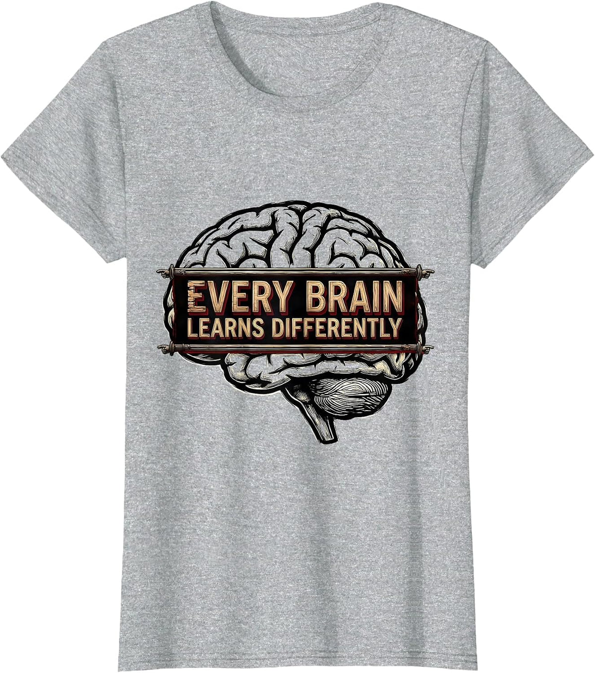 Women's Every Brain Learns Differently Special Education Tee T-Shirt - Heather Grey