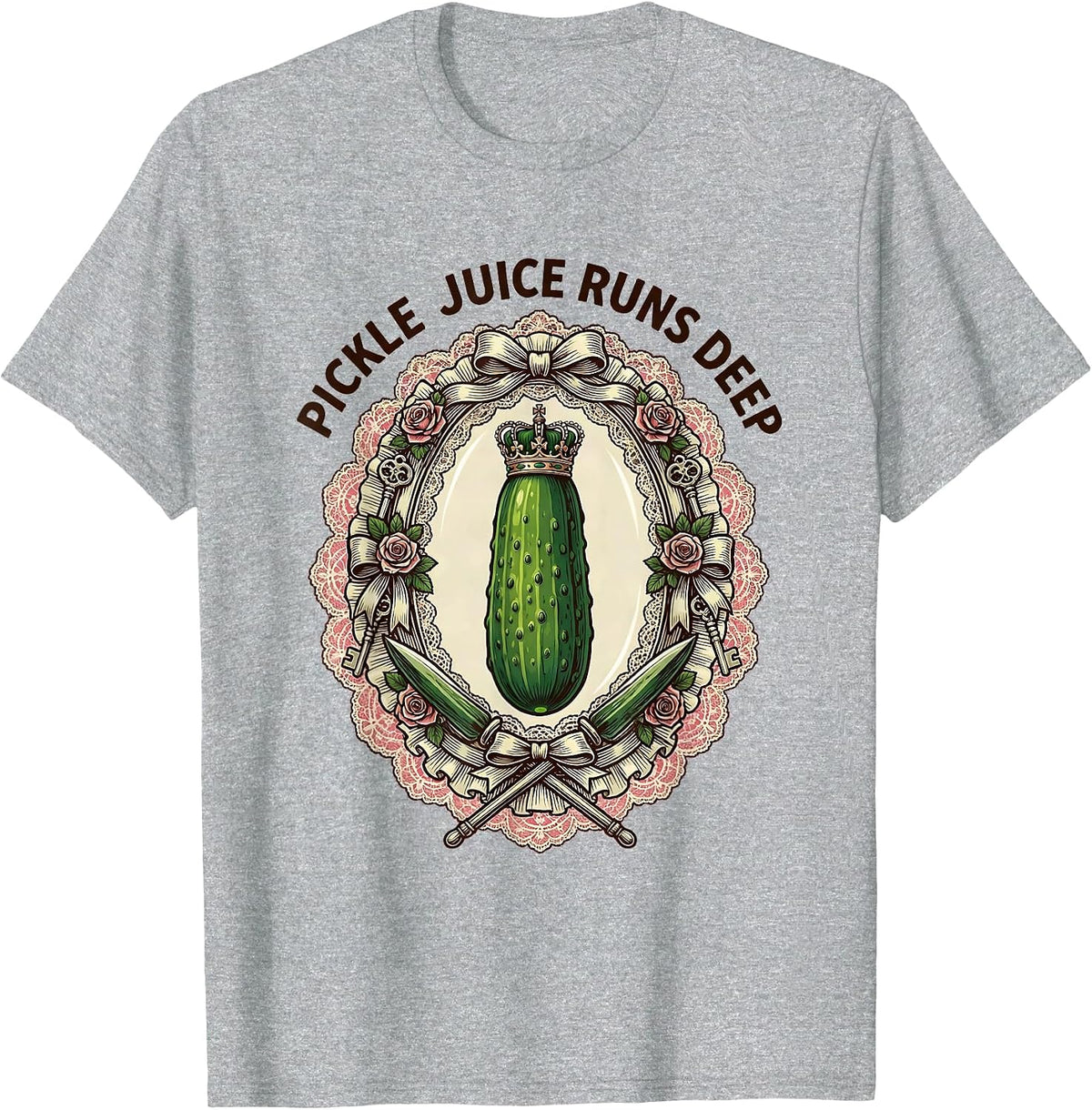 Men's Pickle Juice Runs Deep Funny Pickle Design T-Shirt - Heather Grey