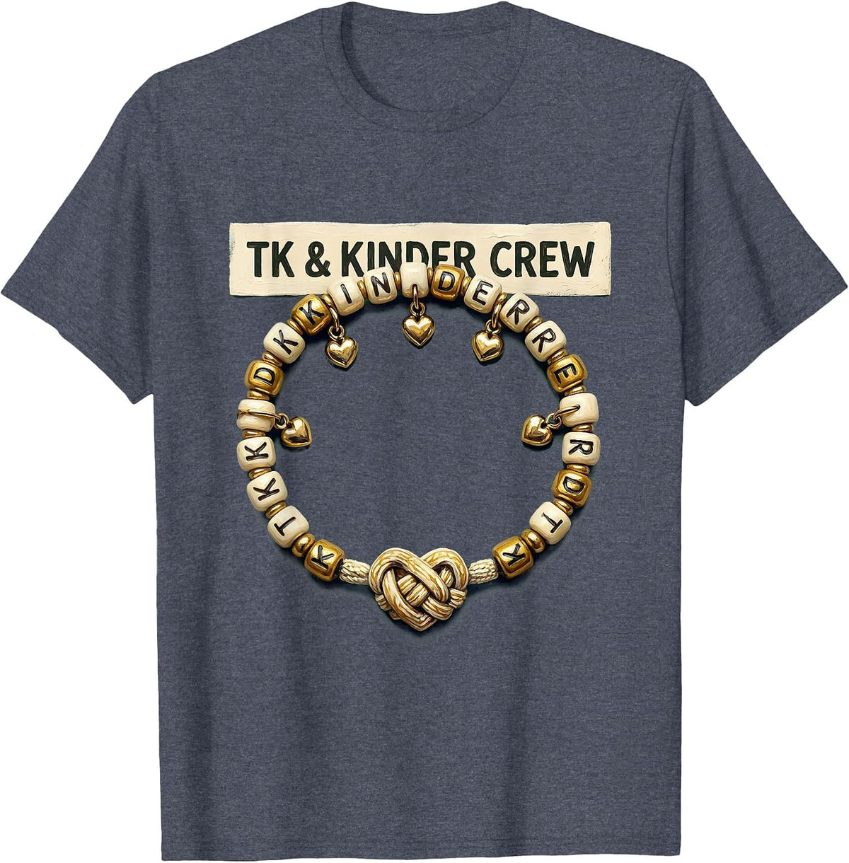 TK & Kinder Crew Folk Art Transitional Kindergarten Teacher T-Shirt - Heather Blue